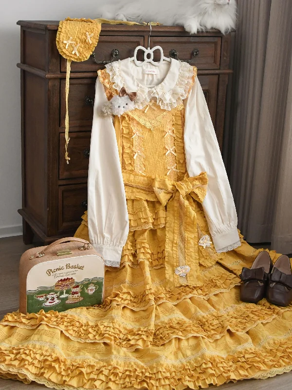 Overstock MIST~Half Sugar Milk Cake~Kawaii Lolita Blouse Peter-pan Collar and Puffy Sleeve Shirt