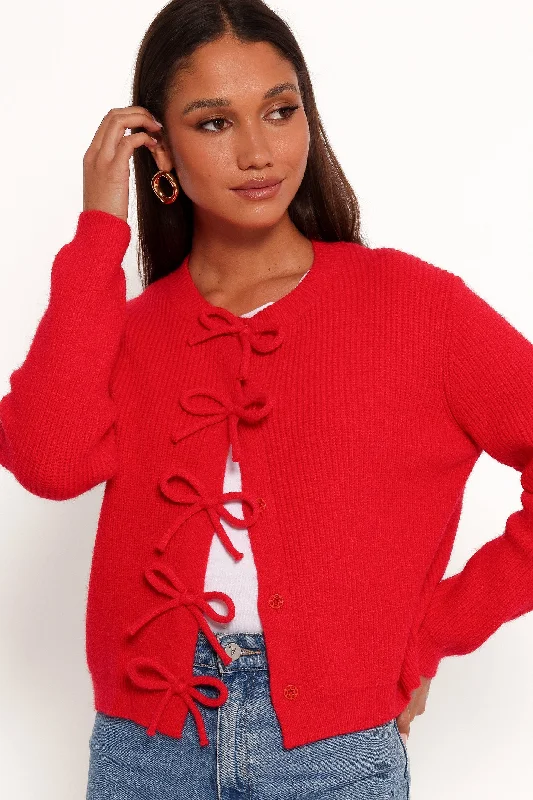 Weekend Bargains to Savor Wilde Bow Front Cardigan - Red