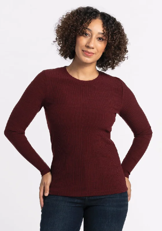 Weekend Deals You Can't Resist Hadley Ribbed Crew - Cranberry Melange