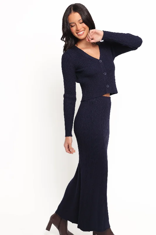 Low Price Neya Knit Skirt Set - Navy