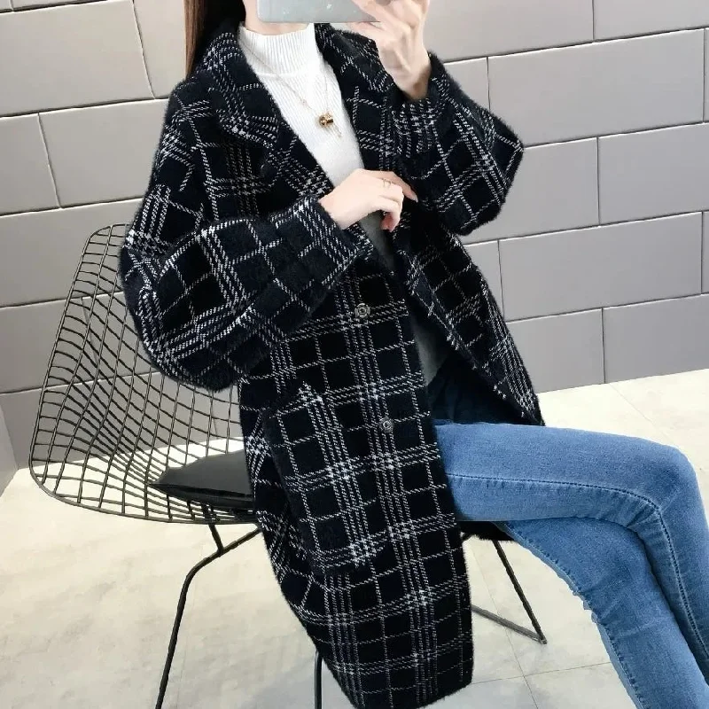 Weekend Discounts to Snag Nerissa luxe plaid lapel collar overcoat
