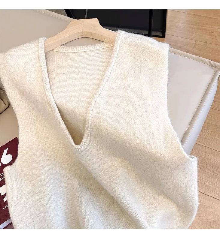 Grand Opening Sale Solid Color Knitted Vest Women's New Sweater Vest     S5014