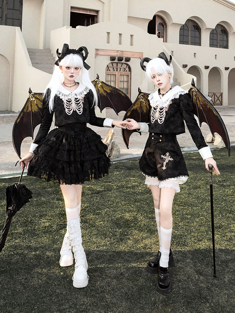 Lowest Price CastleToo~Crossbone~Ouji Lolita Shorts Suit Gothic Lolita Top and Blouse