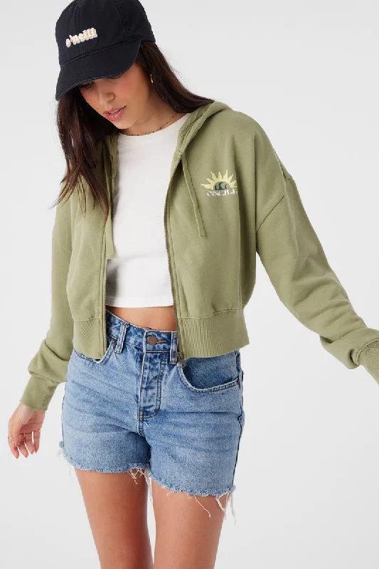Limited Supply O'Neill Darcie Zip Hooded Sweatshirt-Oil Green