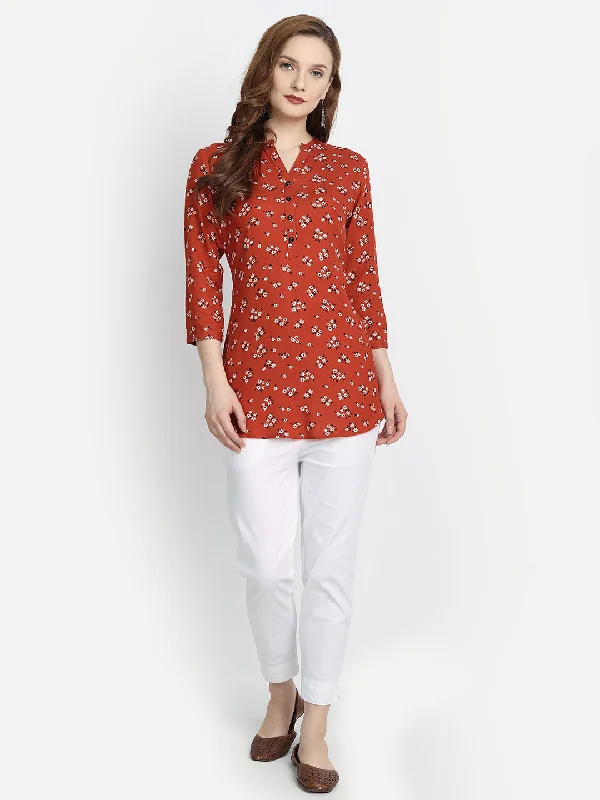 Bargain Blast SUTI WOMEN RAYON PRINTED HIGH-LOW TOP