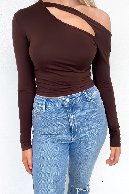 Markdowns Delilah Long Sleeve Top Brown
