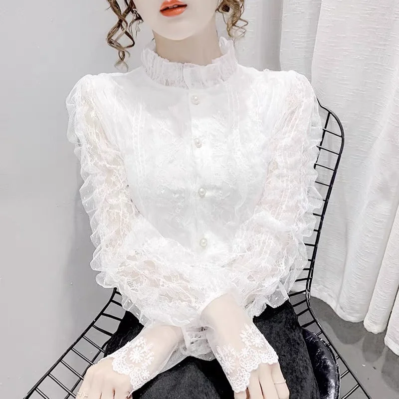 Midnight Madness Cute lace long sleeve tops fashion tops    S164