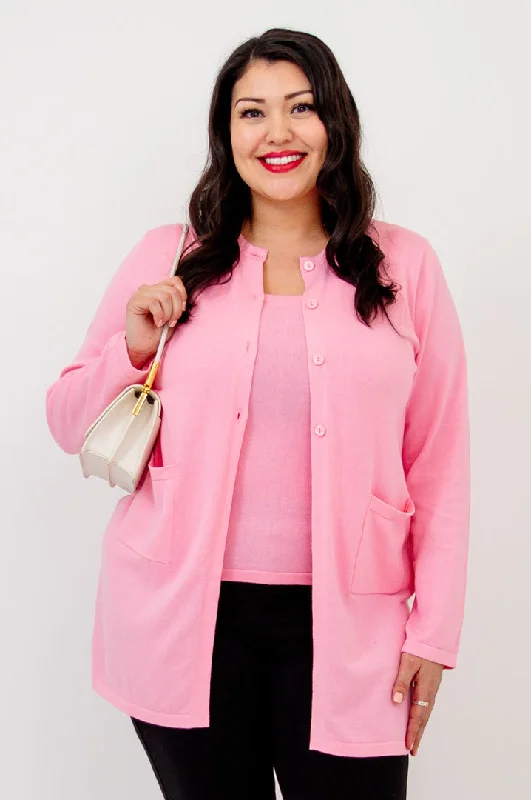 Price Slash Tommy Cardigan, Pink, Cotton