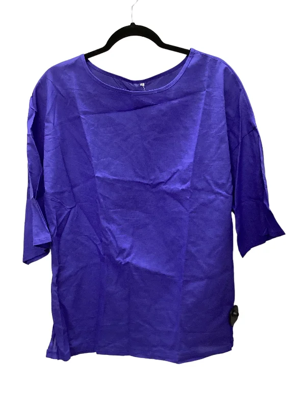 Don't Miss Out Blue Top Short Sleeve Basic Shein, Size L