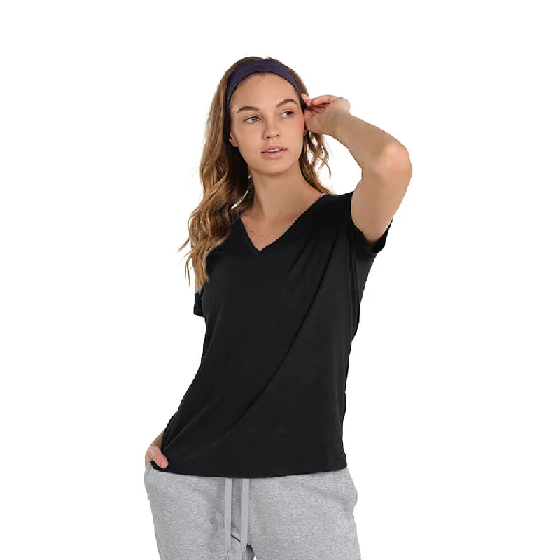 Weekend Special Tasc Womens All Day V-Neck T-Shirt - Black
