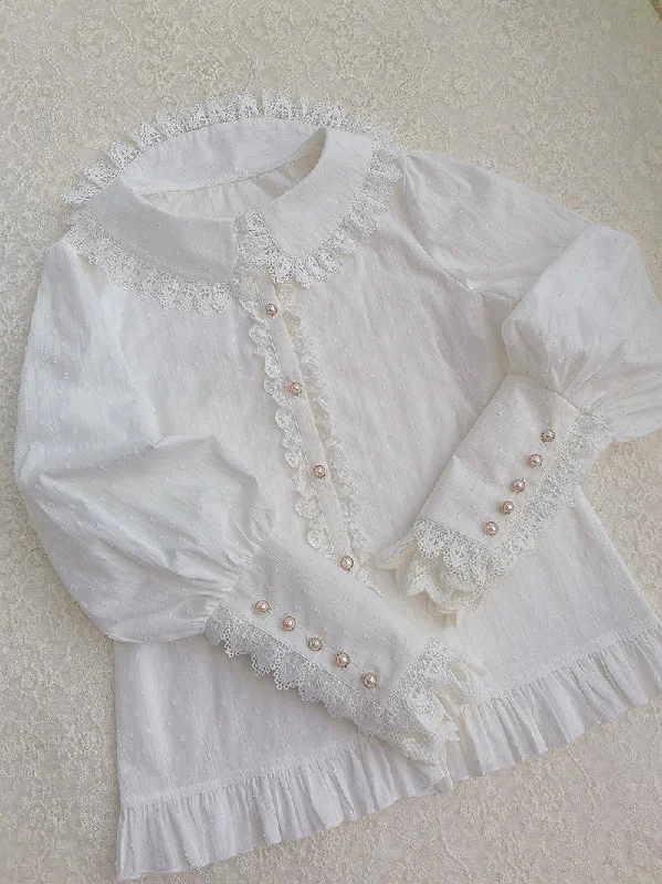 Weekend Offers That Dazzle Yilia~Sweet Lolita Peter Pan Collar  Cotton Blouse