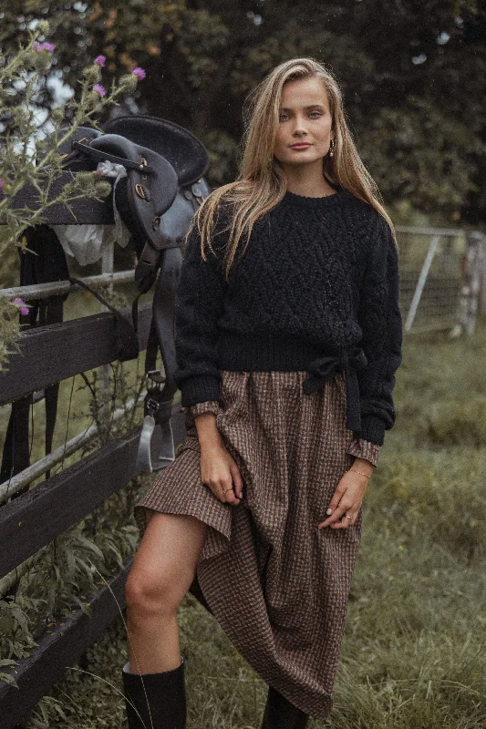 Year-End Deals Birdie Tie Side Knit Sweater - Black
