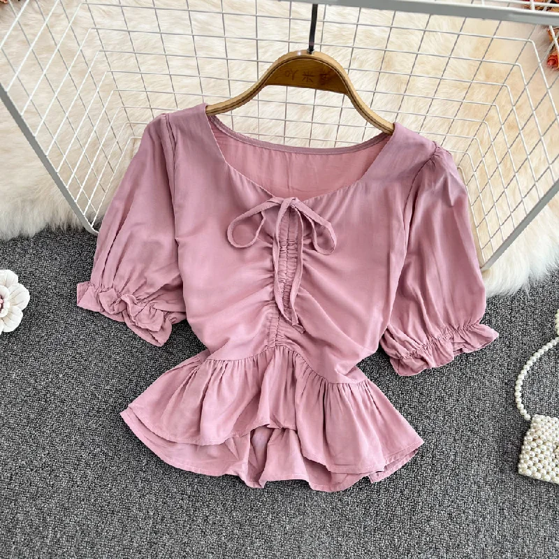 Year-End Sale Cute drawstring crop top      S509