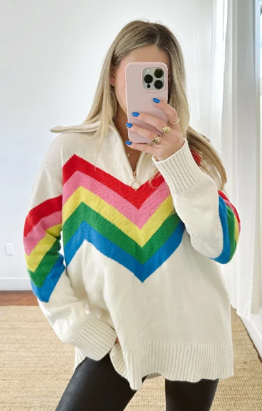 Weekend Specials to Enjoy Weston Half Zip Pullover ~ Rainbow Slope Knit