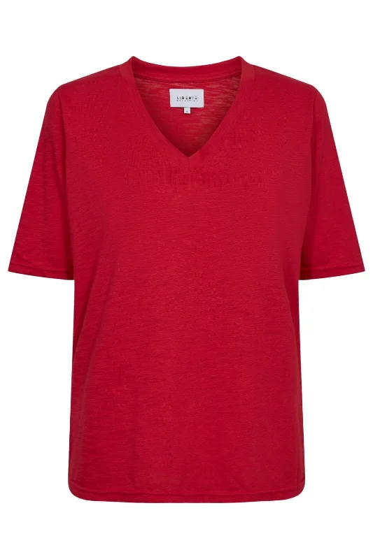 Weekend Discounts to Delight Liberte - Ulla-Ss-Vneck-Tshirt - Red