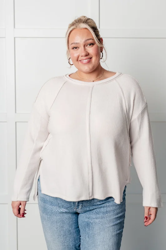Weekend Flash Sale Simple Silhouette Brushed Hacci Sweater in Sand Beige