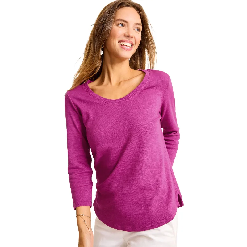 Deal of the Day Tommy Bahama Women's Ashby Isles Rib 3/4 Sleeve Scoop T-Shirt - Island Sunset