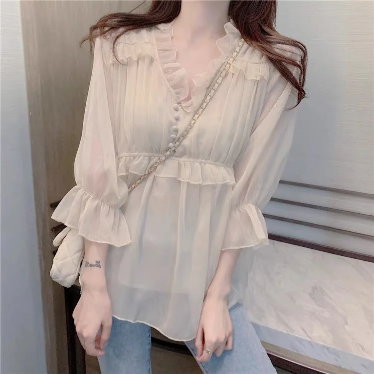 Now or Never cute loose chiffon top    S162