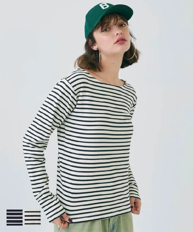 Bonus Savings 1/1〜福袋対象★ カットソー レディース ボーダー ロングTシャツ ボートネック ミディアム丈 伸縮性 シンプル メール便不可 24aw coca コカ Bonus Savings 1/1〜福袋対象★ カットソー レディース ボーダー ロングTシャツ ボートネック ミディアム丈 伸縮性 シンプル メール便不可 24aw coca コカ