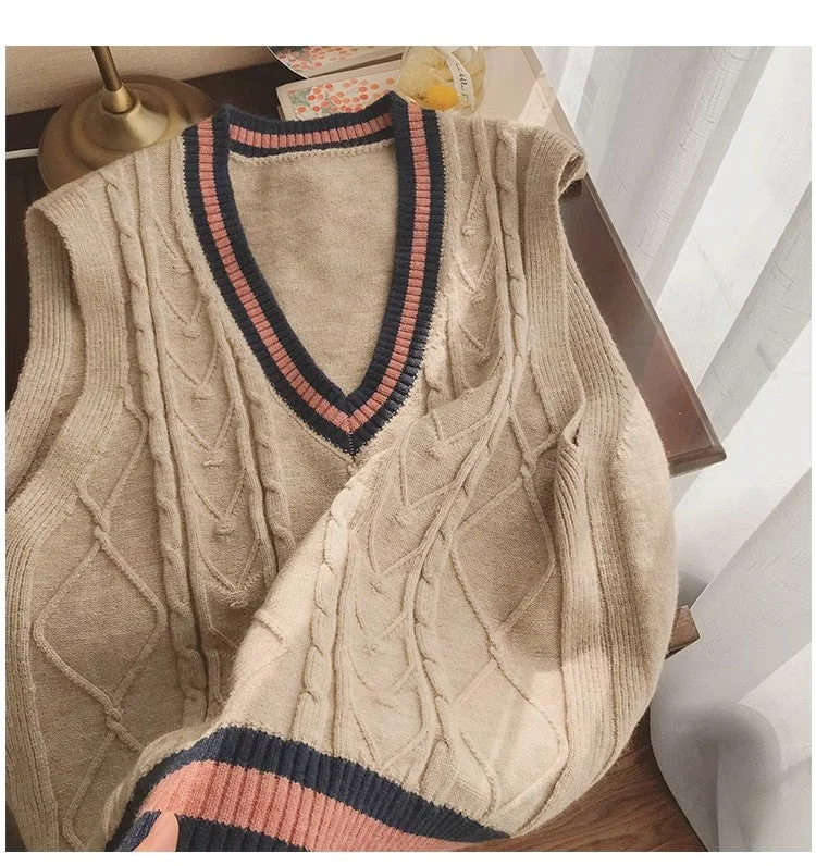 Discount Days Knitted vest for women new loose outer sleeveless sweater vest trend       S5009