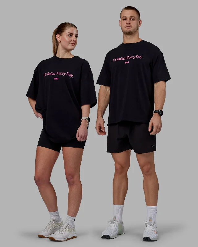 Now Available Unisex 1% Better FLXCotton Tee Oversize - Black-Fuchsia Pink