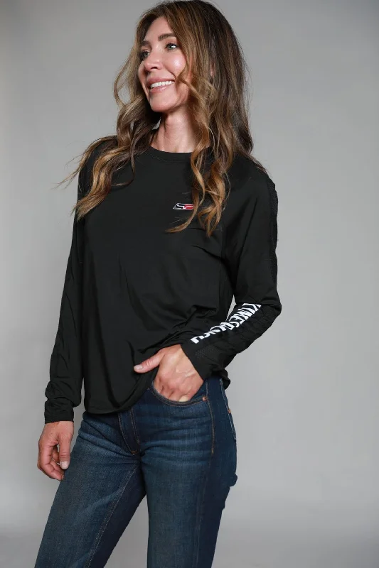 Hot Buy Kimes Ranch Womens K1 Tech Tee Black Polyester Blend L/S T-Shirt