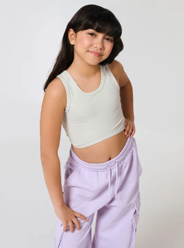 Stock Clearance Girls Go-Getter Racer Tank Grey