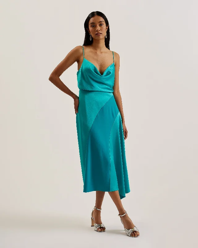 Quick Sale Kiti Satin Cowl Neck Cami Top Brt-Green