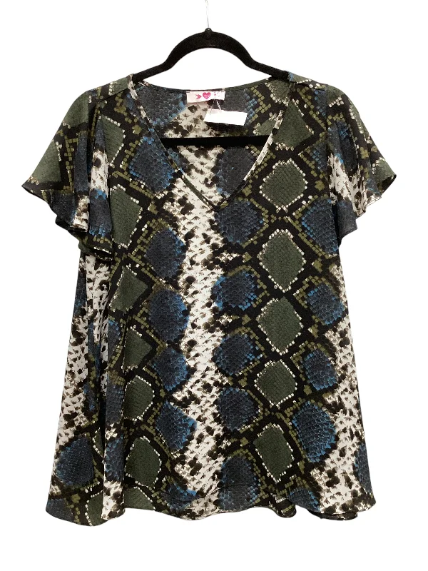 Year-End Sale Snakeskin Print Top Short Sleeve Buddy Love, Size Xs