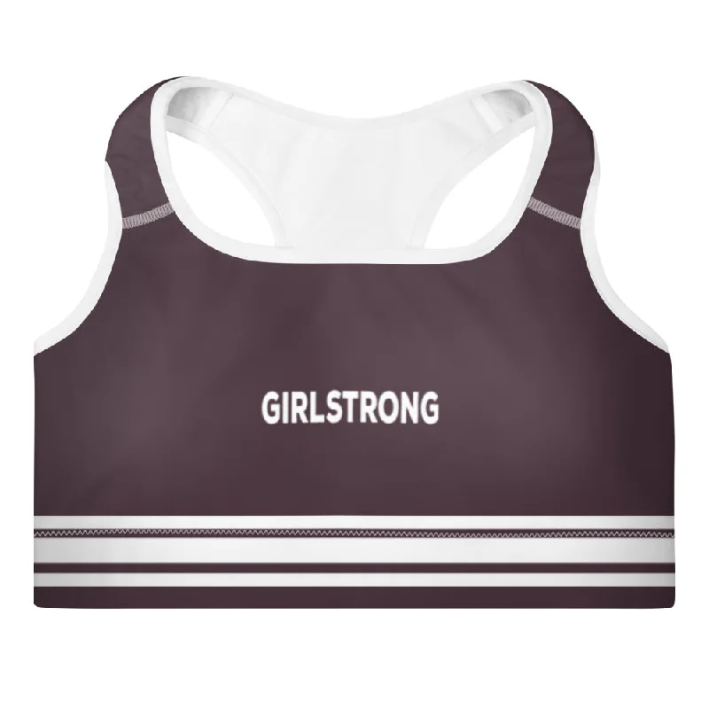 Online Deal ELEVATED ESSENTIALS, THE PERFECT PADDED SPORTS BRA WINE & WHITE STRIPES