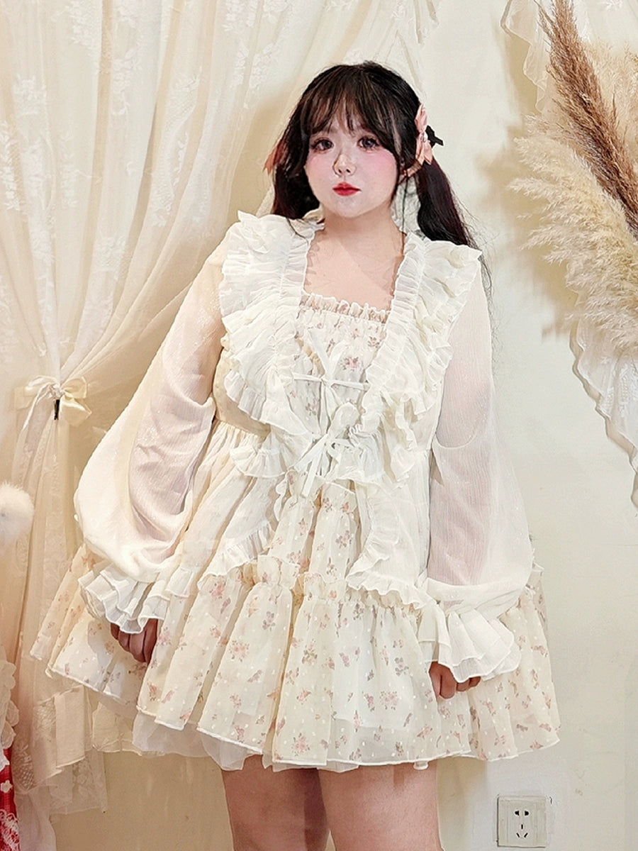 Warehouse Sale Rouroudream~Sweet Dream~Plus Size Lolita Cardigan Apricot Puff Sleeve