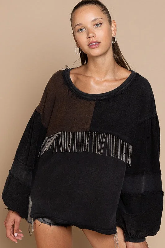 One-DAY Sale Metal Fringe detailed French Terry Top