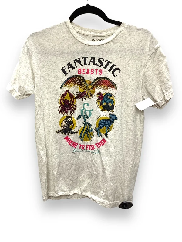 Can't Be Beat Cream Top Short Sleeve Basic Clothes Mentor, Size S