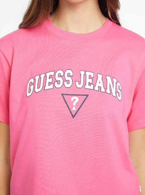 Great Deal Guess Jeans Pink Boxy T-Shirt