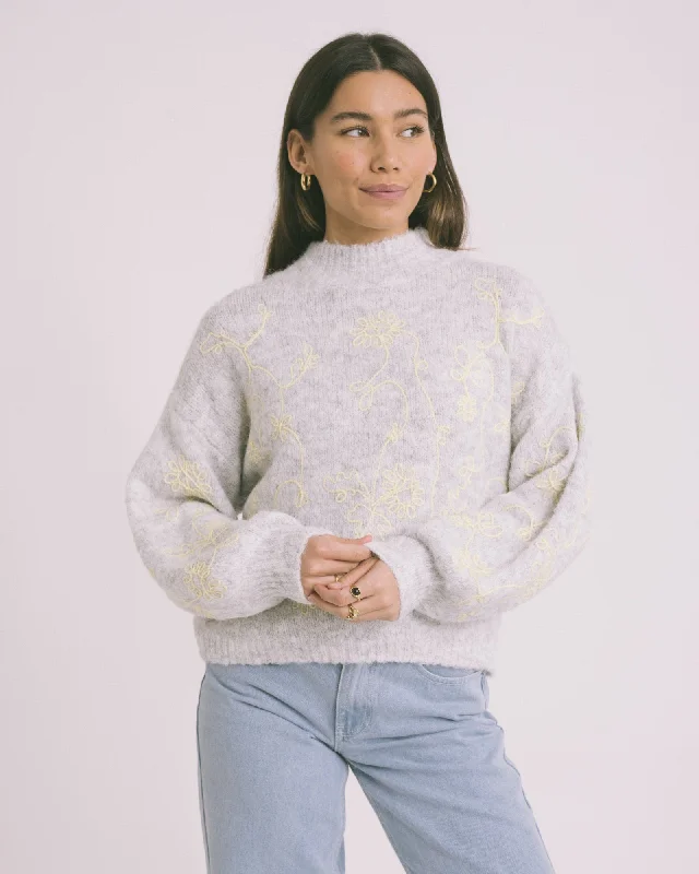 Price Reduction Judy Knit, graue Stickerei, Einheitsgröße