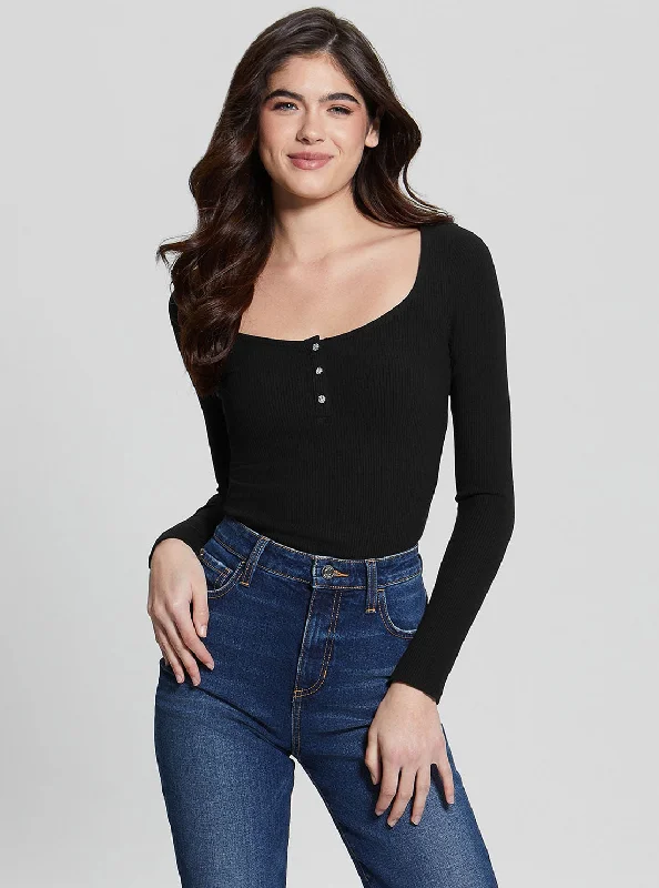 Your Weekend, Your Savings Eco Black Karlee Long Sleeve Henley T-Shirt