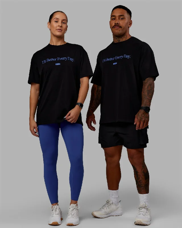 Crazy Deals Unisex 1% Better FLXCotton Tee Oversize - Black-Power Cobalt