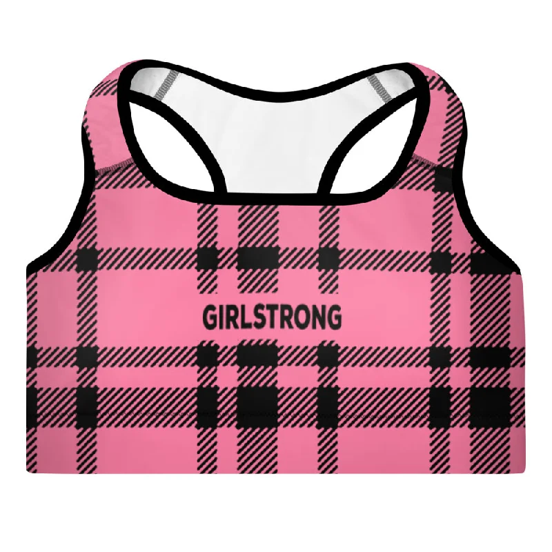 Lowest Prices ELEVATED ESSENTIALS, THE PERFECT PADDED SPORTS BRA HOT PINK CHECKS