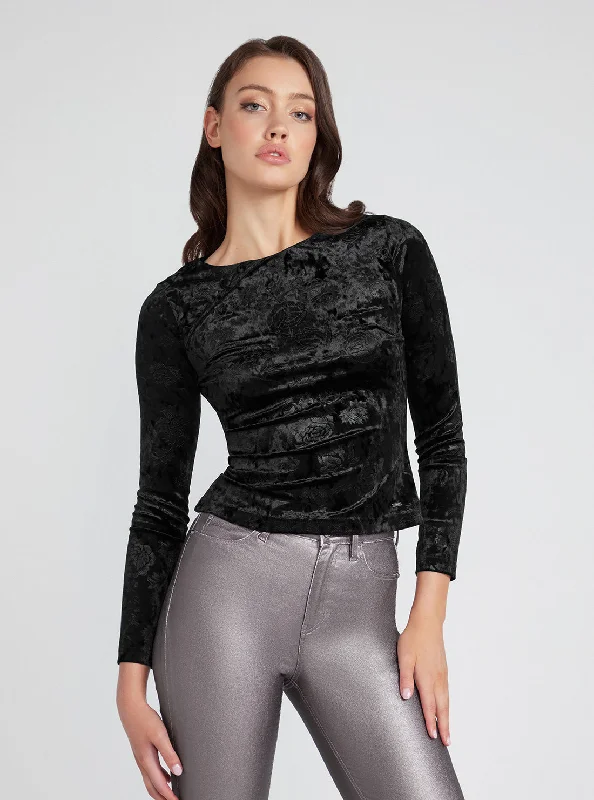 Unmissable Offer Black Aida Velvet Top