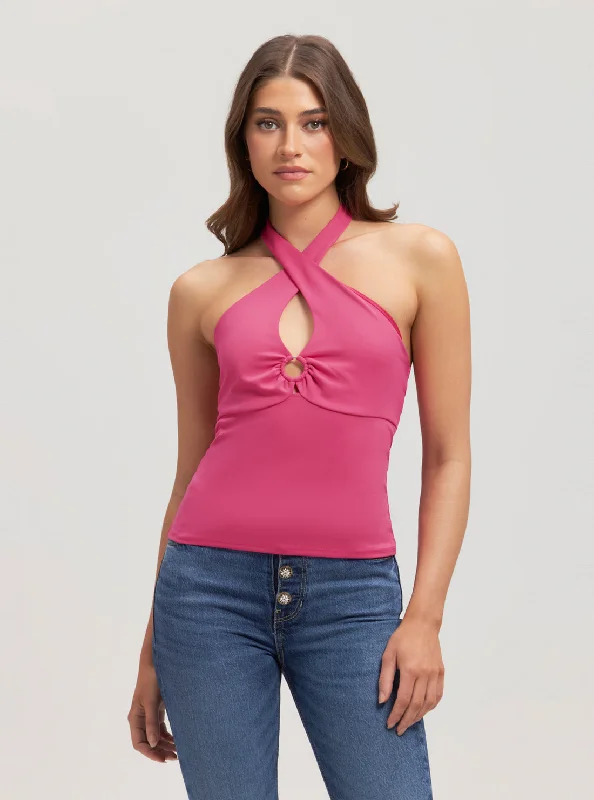 New Arrival Pink Halter Kamia Top