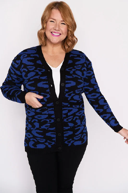 Weekend Bargains to Love Angeline Cobalt Animal Cardigan