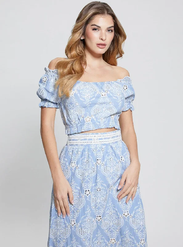 Crazy Deal Blue Off Shoulder Frida Top