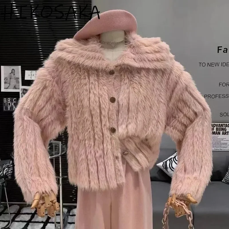 Today’s Deal Kaya Cute Woolen Fur Sweater with Buttons