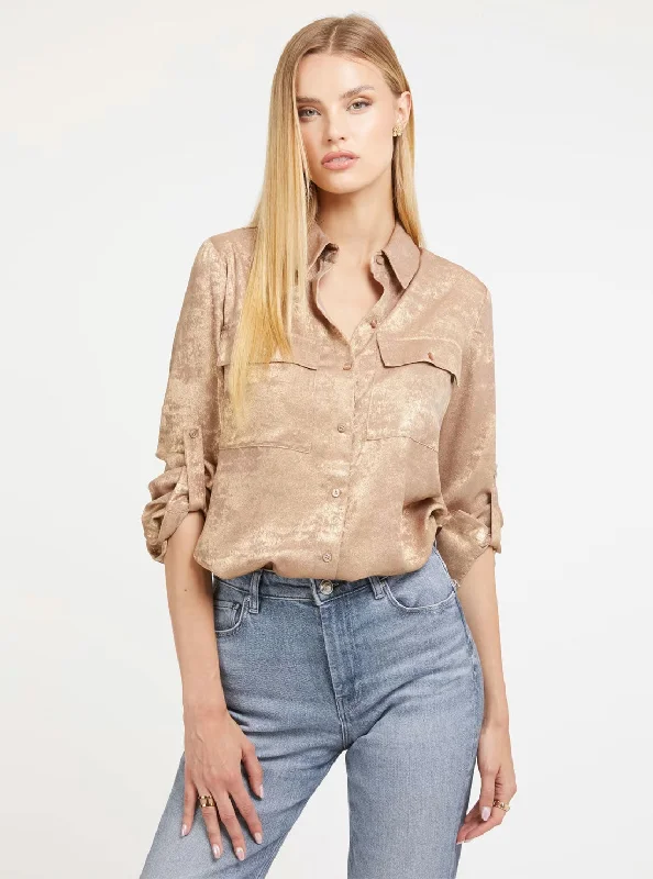 Weekend Discounts to Relish Gold Metallic Annamaria Top