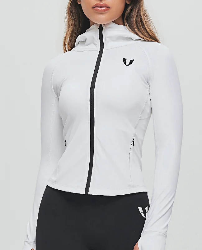 Special Buy Thin Fleece Zipper Hoodie - White