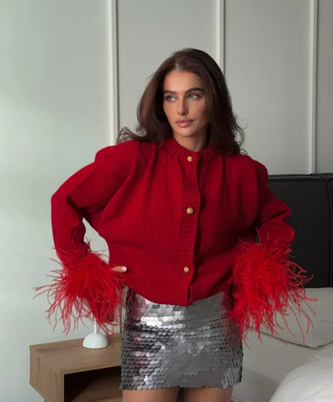 Weekend Offers That Please Ayla | Chic Feather Cardigan
