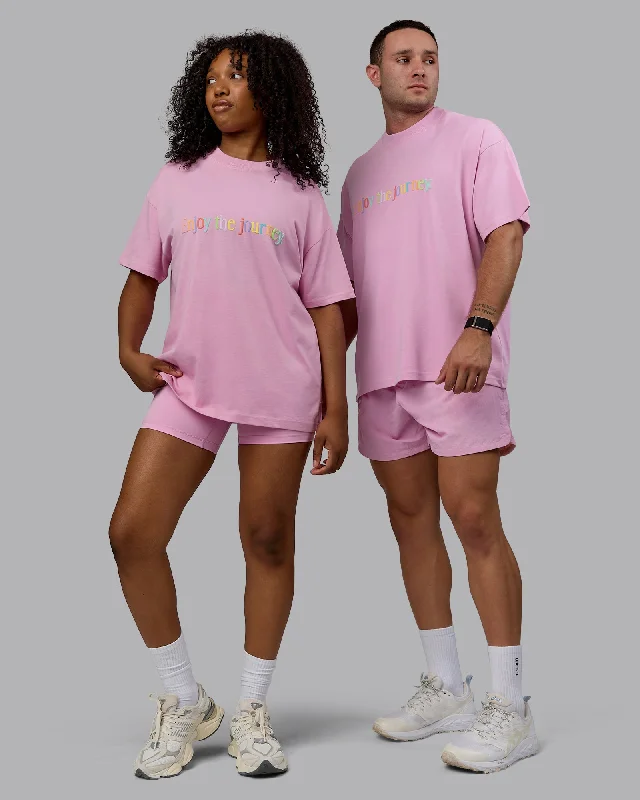 Flash Sale Unisex Enjoy The Journey Heavyweight Tee Oversize - Bubblegum-Multi