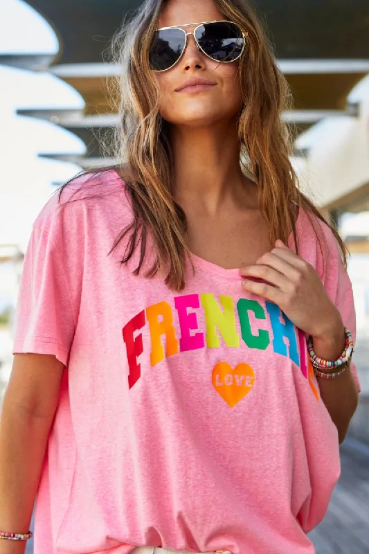 Get It Before It’s Gone Hammill & Co V-Neck Frenchie Tee - Pink