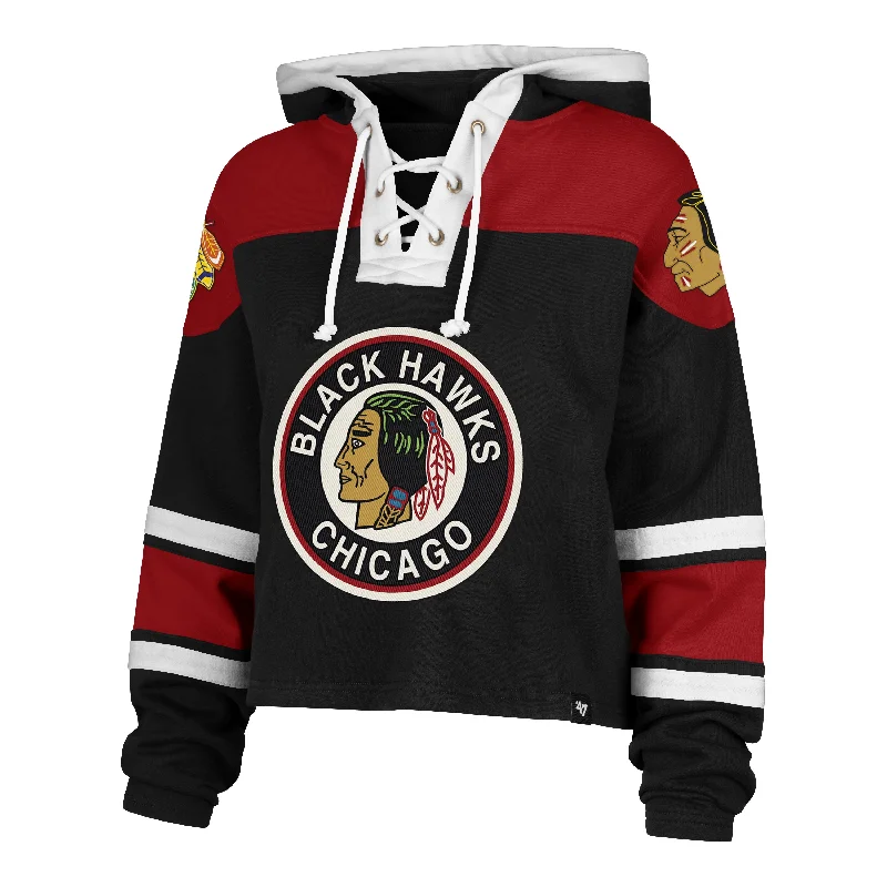 Super Bargain CHICAGO BLACKHAWKS VINTAGE CROPPED SUPERIOR '47 LACER HOOD WOMENS