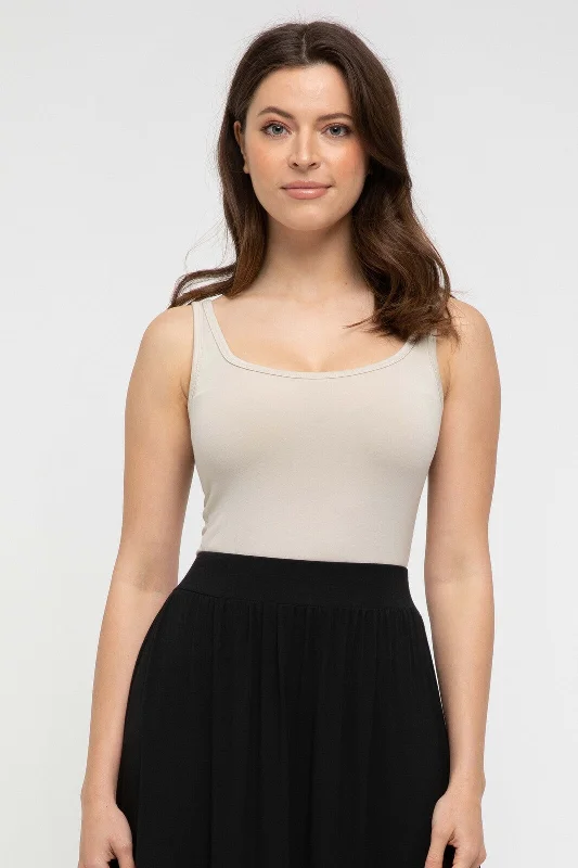 Act Fast Bamboo Scoop Singlet - Bone